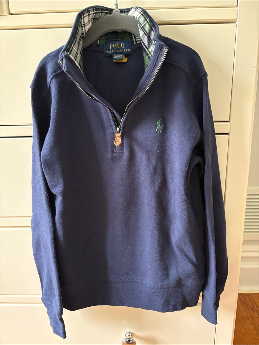 Polo by Ralph Lauren Navy Quarter -Zip Sweater with Green Pony